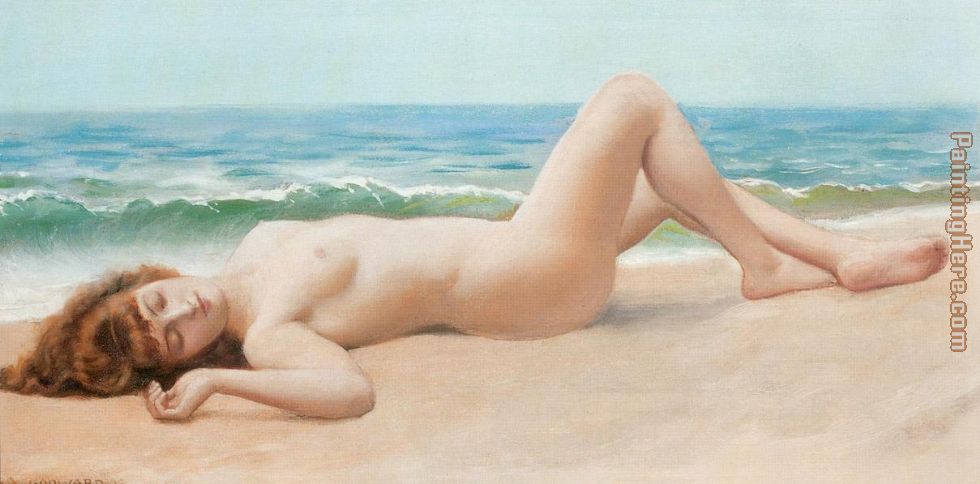 John William Godward Nu Sur La Plage